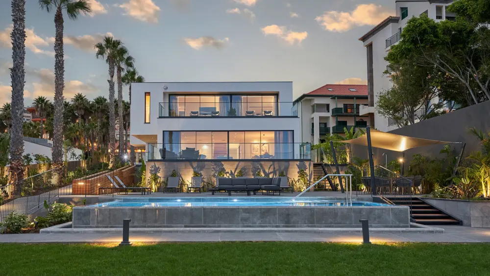 Private villa and pool of La Villa in the grounds of The Cliff Bay hotel, Funchal, Madeira