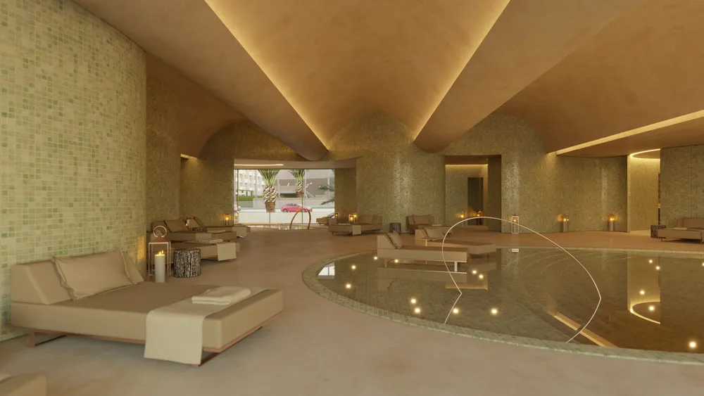 The thalassotherapy spa and indoor pool at Legacy Ithos, a beachfront wellness retreat on Porto Santo, Madeira