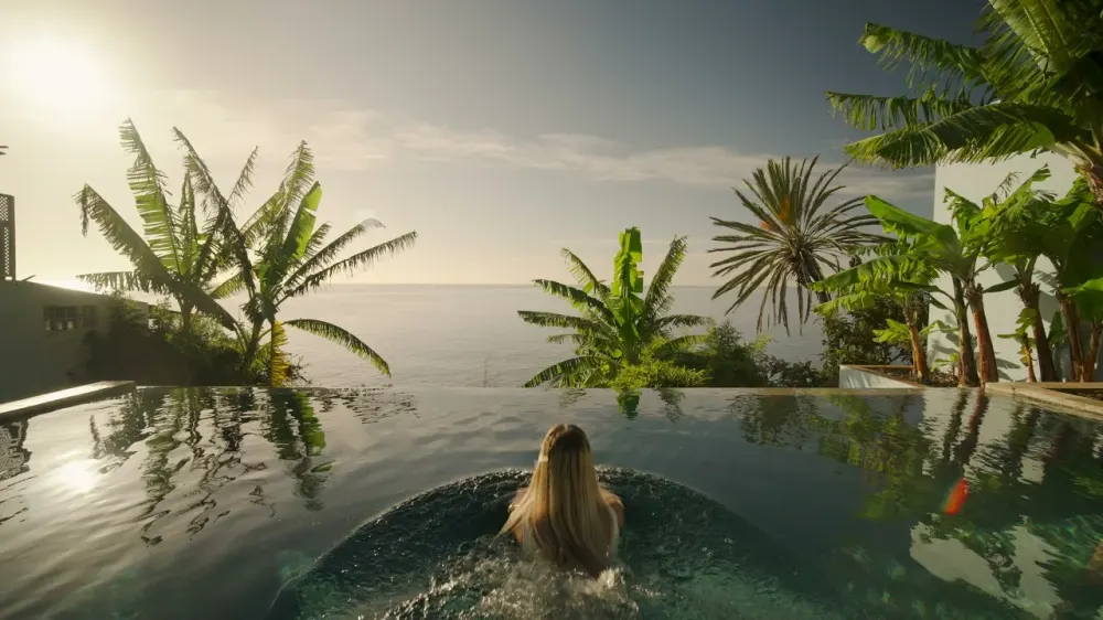 Walled seafront garden and private pool of the Pirate House near Funchal's old town, Madeira