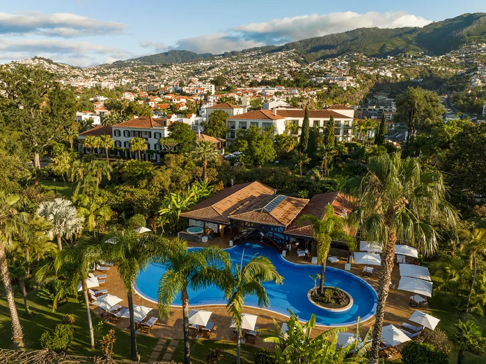 Eighteenth-century manor house of Quinta Jardins do Lago amid its botanical garden, Funchal, Madeira